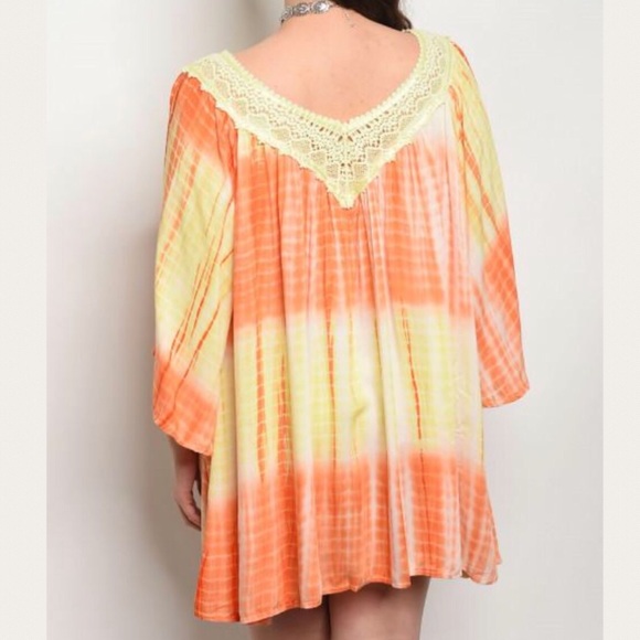 Plus Size Yellow Orange Tunic Top Dress 1X 1XL 14 - Picture 2 of 6